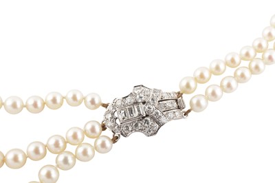 Lot 54 - A cultured pearl and diamond necklace
