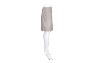 Lot 109 - Chanel Grey Leather A Line Skirt - Size 38