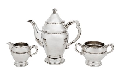 Lot 513 - An early 20th century Danish 826 standard silver three-piece coffee service, Copenhagen 1930