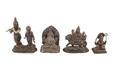 Lot 47 - FOUR MODERN INDIAN SILVER SMALL FIGURES OF HINDU DIETIES, PROBABLY BOMBAY
