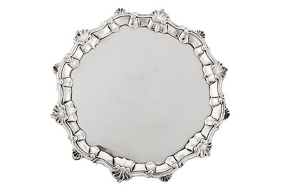 Lot 684 - A George II sterling silver salver, London 1752 by William Peaston (reg. 8th Jan 1746)