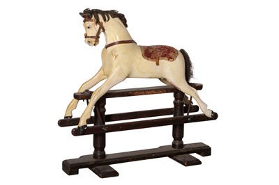 Lot 161 - AN EARLY 20TH CENTURY CHILD'S ROCKING HORSE OF SMALL PROPORTIONS