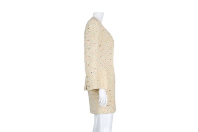 Lot 2 - Chanel Yellow Boucle Jacket And Dress Suit - Size 38