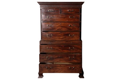 Lot 142 - A GEORGE III MAHOGANY CHEST ON CHEST