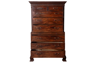 Lot 142 - A GEORGE III MAHOGANY CHEST ON CHEST