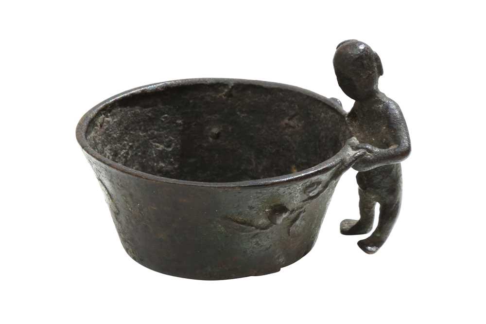 Lot 295 - A CHINESE BRONZE 'BOY' CUP.