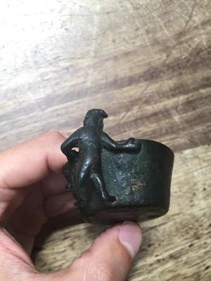 Lot 295 - A CHINESE BRONZE 'BOY' CUP.