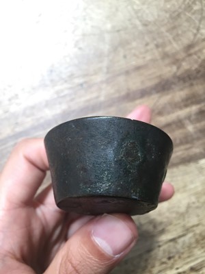 Lot 295 - A CHINESE BRONZE 'BOY' CUP.