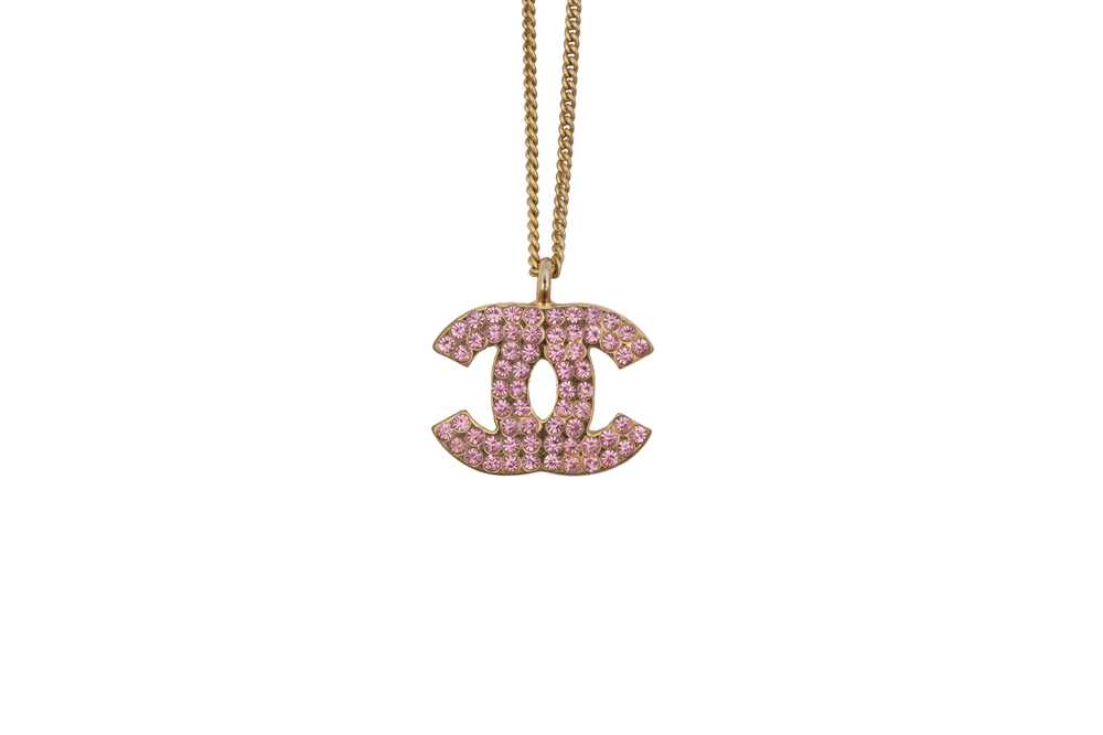 Lot 46 - Chanel Pink Crystal CC Logo necklace