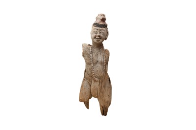 Lot 571 - A VERY LARGE BURMESE WOOD FIGURE OF AN OFFICIAL