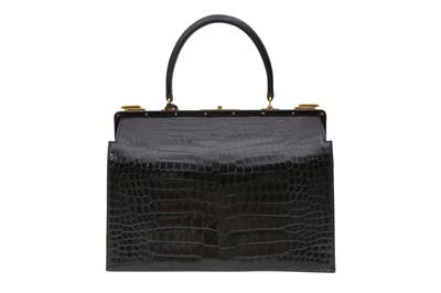 Lot 292 - λ Hermes Black Crocodile Top Handle Bag