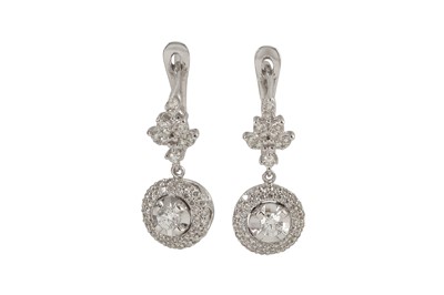 Lot 145 - A pair of diamond pendant earrings