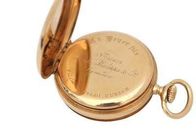 Lot 72 - AN 18K YELLOW GOLD HALF HUNTER PATEK PHILIPPE POCKET WATCH