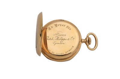 Lot 72 - AN 18K YELLOW GOLD HALF HUNTER PATEK PHILIPPE POCKET WATCH