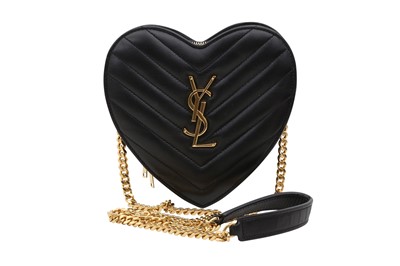 Lot 313 - Saint Laurent Black Small Love Heart Chain Bag