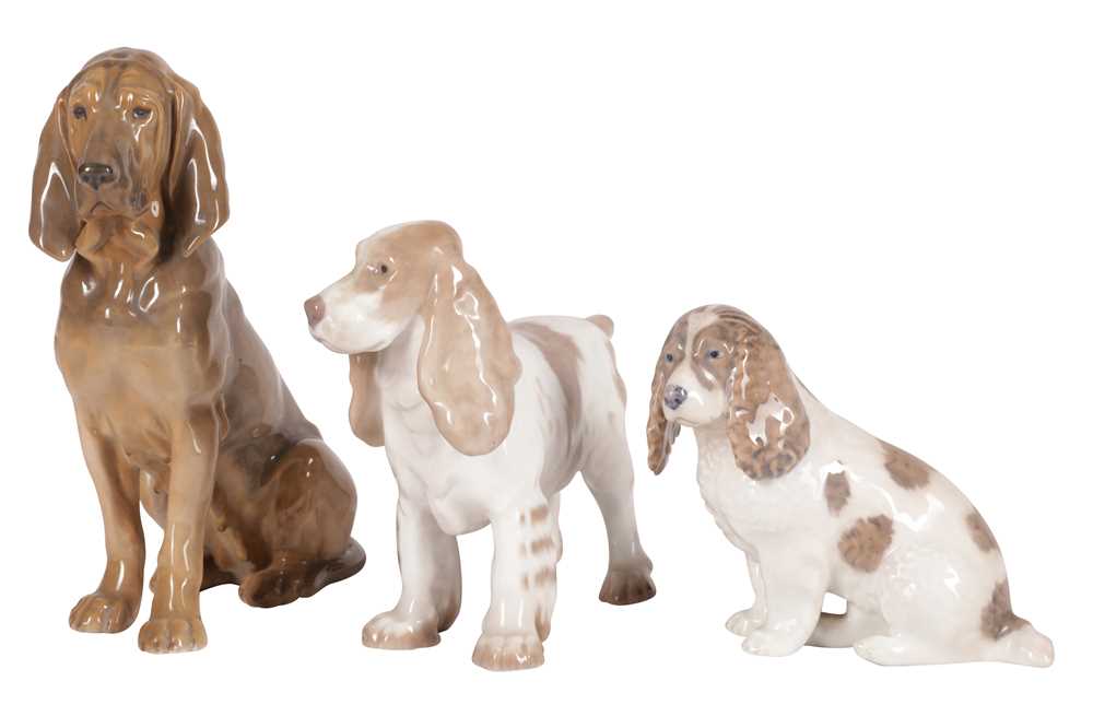 Lot 225 - TWO COPENHAGEN DOGS, circa 1969-1974, AND ONE BING&GRONDAHL DOG, circa 1970-1982