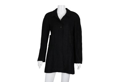 Lot 440 - Chanel Black Linen Long Jacket - Size 38
