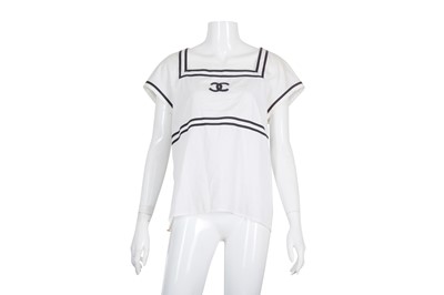Lot 383 - Chanel White Poplin CC Logo Sailor Top