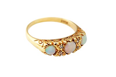 Lot 3 - A three stone opal ring