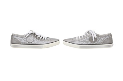 Lot 493 - Chanel Silver Quilted Logo Tennis Sneaker - Size 41