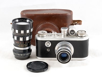 Lot 428 - Chrome Corfield Periflex I with 50mm & 135mm Lenses.
