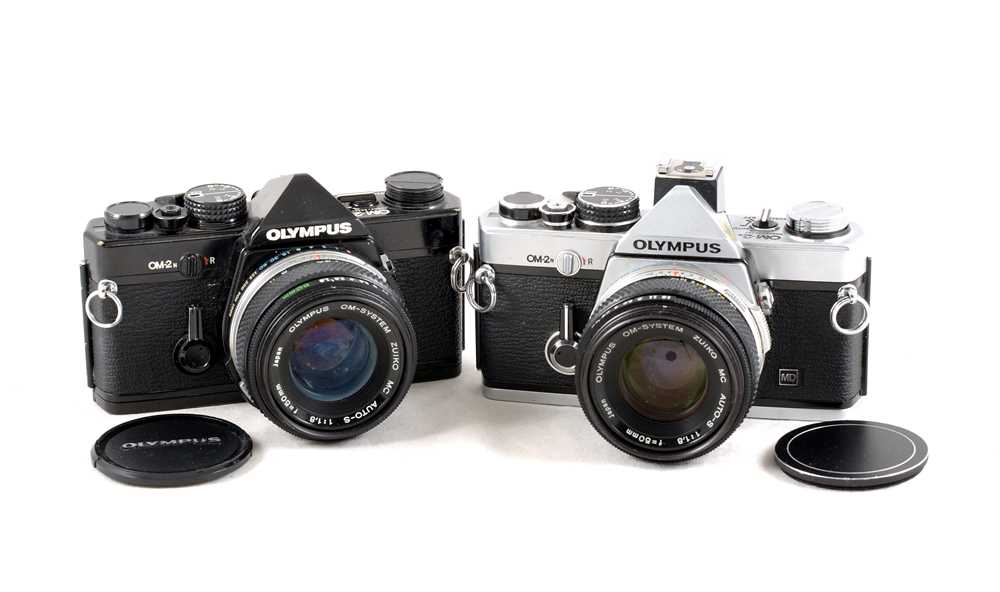 Lot 539 - Pair of Olympus OM-2n MD Film Cameras.