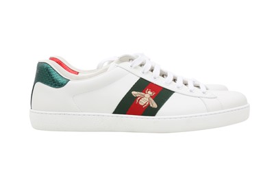 Lot 396 - Gucci Men's White Ace Embroidered Sneaker - Size 10