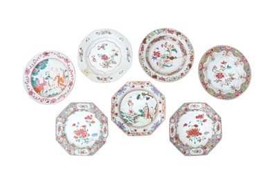 Lot 441 - SEVEN CHINESE FAMILLE ROSE DISHES.