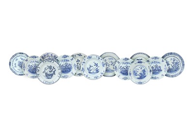 Lot 440 - THIRTEEN CHINESE BLUE AND WHITE DISHES.