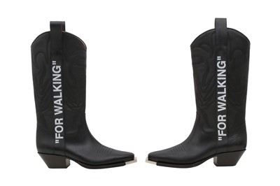Lot 374 - Off White Black 'For Walking' Western Boot - Size 40