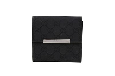 Lot 526 - Gucci Black GG Monogram Bi Fold Wallet