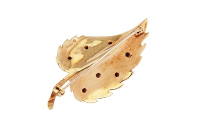 Lot 111 - A sapphire leaf brooch