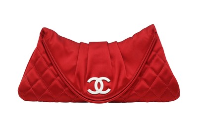 Lot 59 - Chanel Red Quilted Half Moon Clutch