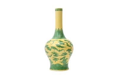 Lot 423 - A CHINESE YELLOW-GROUND GREEN-GLAZED 'BATS' VASE.