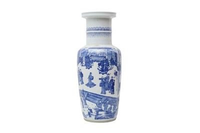 Lot 310 - A CHINESE BLUE AND WHITE ROULEAU VASE.