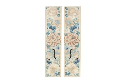 Lot 158 - A PAIR OF CHINESE SLEEVE COVERS.