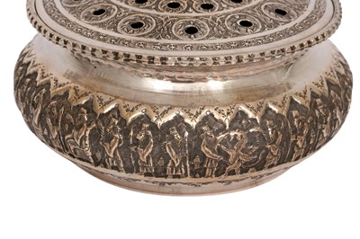 Lot 615 - AN IRANIAN SILVER LIDDED INCENSE BURNER