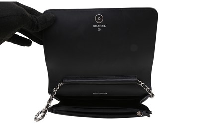 Lot 501 - Chanel Black Crystal CC Logo Wallet On Chain