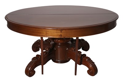 Lot 156 - A VICTORIAN MAHOGANY OVAL EXTENDING DINING TABLE