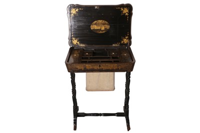 Lot 135 - A MID 19TH CENTURY CHINOISERIE WORK TABLE
