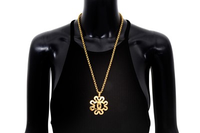 Lot 415 - Chanel Open CC Logo Clover Pendant Necklace