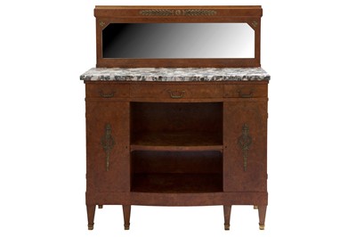 Lot 143 - A FRENCH EMPIRE STYLE STRUNG MAPLE VENEERED MIRROR BACK SIDEBOARD