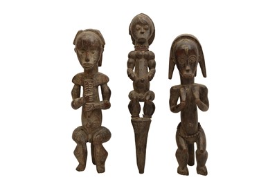 Lot 459 - THREE GABONESE FANG CARVED WOODEN FIGURES