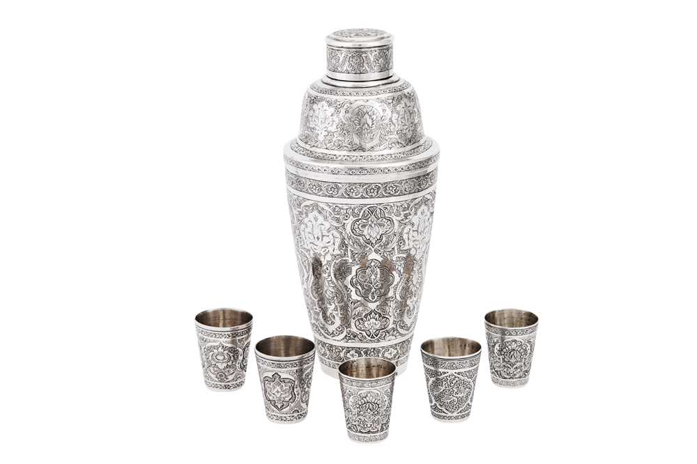 Lot 467 - A mid-20th century Persian (Iranian) silver cocktail shaker, Isfahan circa 1960