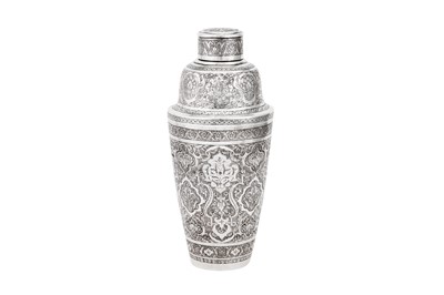 Lot 467 - A mid-20th century Persian (Iranian) silver cocktail shaker, Isfahan circa 1960