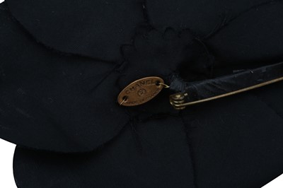 Lot 451 - Chanel Black Silk Camellia Flower Pin Brooch