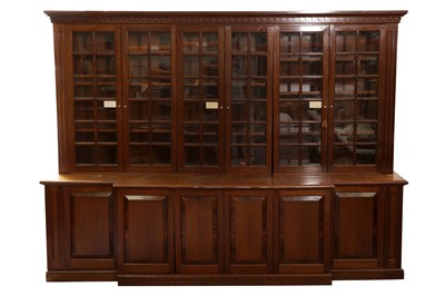Lot 144 - A LARGE 20TH CENTURY BREAKFRONT BOOKCASE