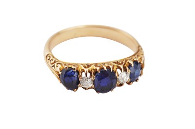 Lot 24 - A sapphire and diamond five-stone ring