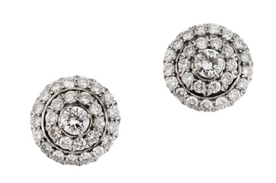 Lot 151 - A pair of diamond cluster earstuds