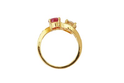 Lot 106 - A ruby and diamond toi et moi ring